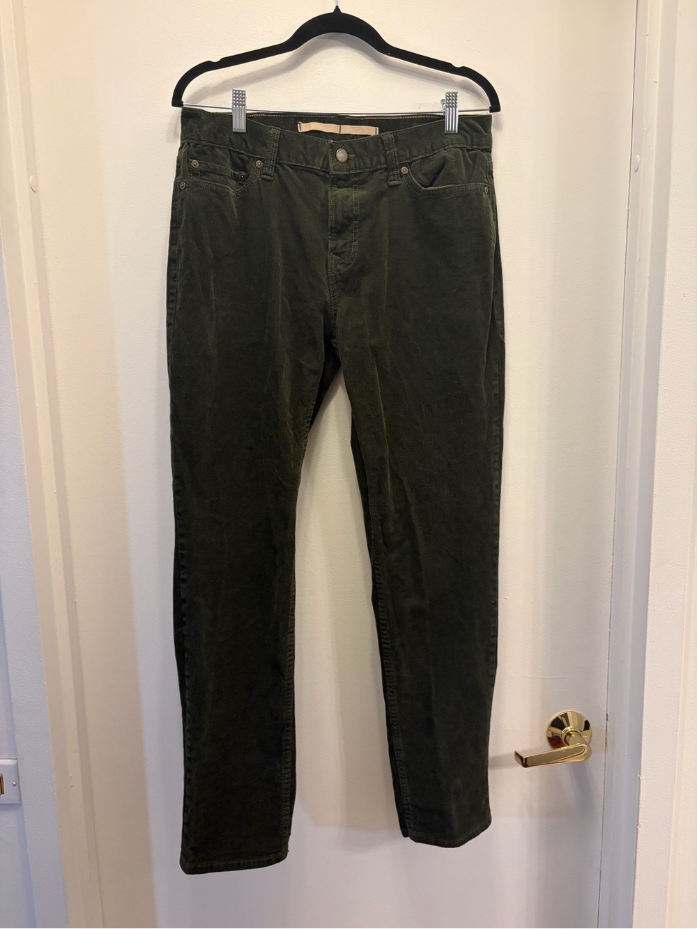 Banana Republic Travel Cord Corduroy Pants Men's 31x30 Olive Green Straight Leg